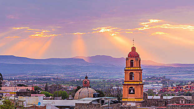 墨西哥,圣米格尔,日落,上方,城市,画廊