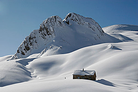 雪山,小屋,冬季风景,瑞士,欧洲