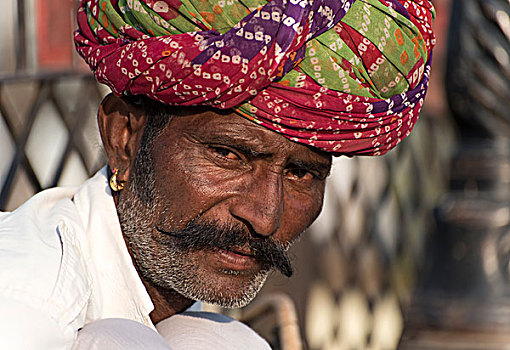 头像,男人,乌代浦尔,拉贾斯坦邦,印度,亚洲