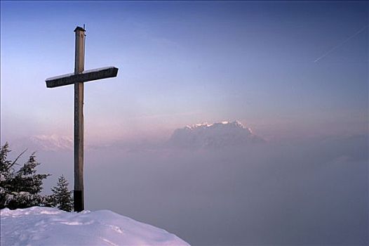 顶峰,正面,冬天,提洛尔,奥地利