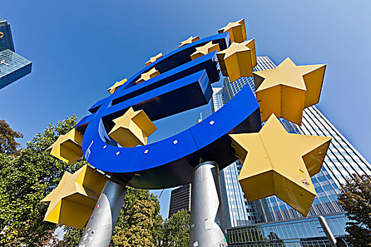 欧洲中央银行,欧元标志,法兰克福,黑森州,德国,欧洲