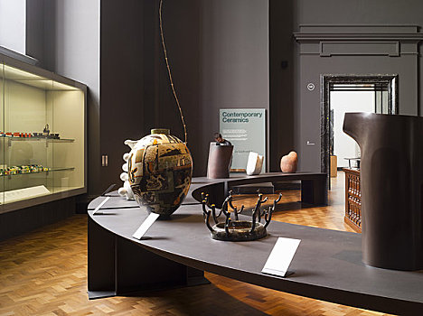陶瓷,画廊,阶段,一个,伦敦,设计,现代,收集,特写,展示