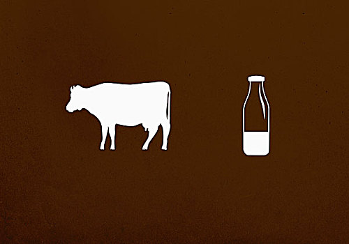 母牛,奶瓶,褐色背景
