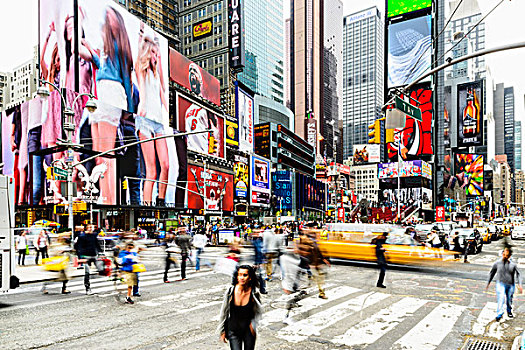 忙碌,交叉,交通,时代广场,百老汇,曼哈顿,纽约,美国