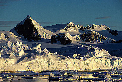 南极半岛,区域,山峦,冰,夜光