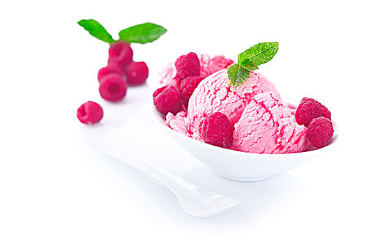 冰冻,树莓,冰激凌,甜点