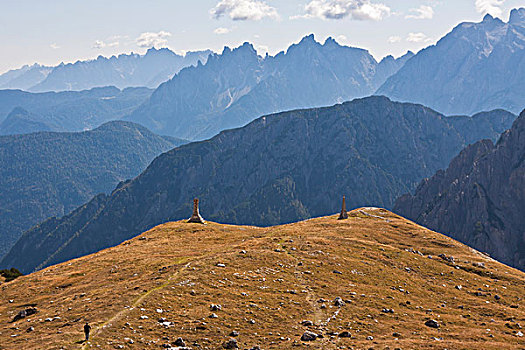 三个山峰,徒步旅行,阿尔泰,白云岩,意大利,欧洲