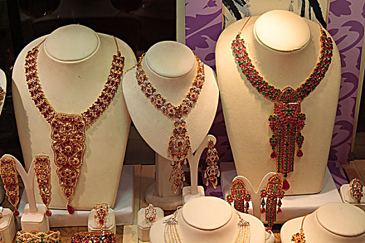项链,红宝石,金色,市场,迪拜,阿联酋,中东