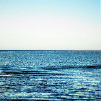 地平线,蓝色海洋,蓝天