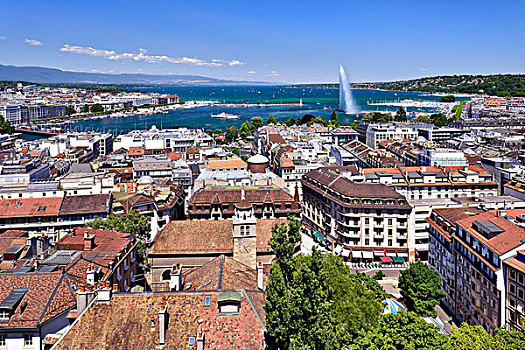 城市,日内瓦,日内瓦湖,喷气式飞机,日内瓦州,瑞士,欧洲