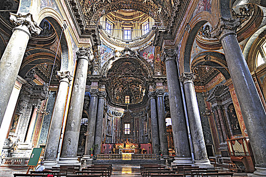 室内,巴洛克式教堂,巴勒莫,意大利