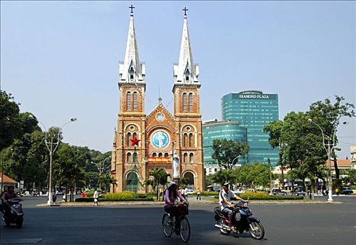 天主教,大教堂,购物中心,广场,胡志明市,西贡,越南
