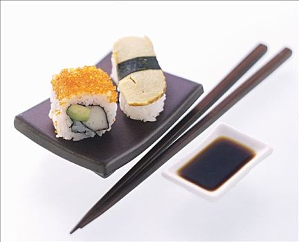 寿司,盘子,筷子,蘸酱