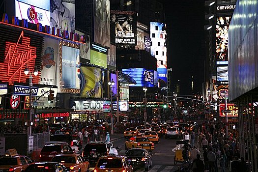 美国,纽约,曼哈顿,时代广场,夜晚