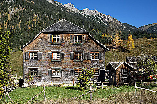 老,房子,遮盖,木质,木瓦,巴伐利亚,德国,欧洲