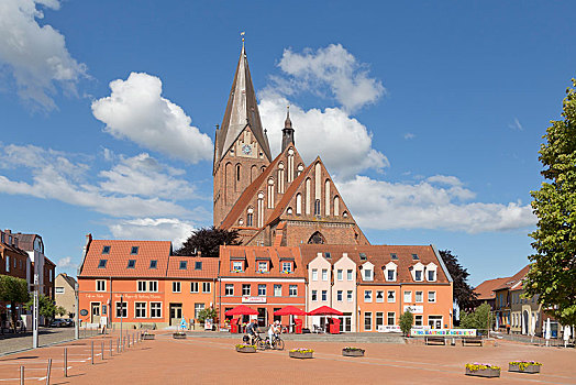 教堂,市场,广场,梅克伦堡前波莫瑞州,德国,欧洲