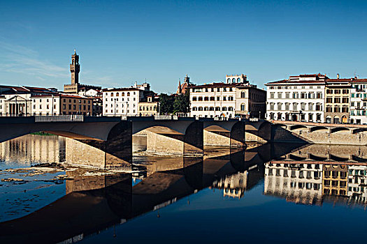 历史,桥,上方,静水,阿尔诺河,中间,佛罗伦萨