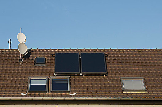 屋顶,窗户,卫星天线,太阳能,热,投资,地产