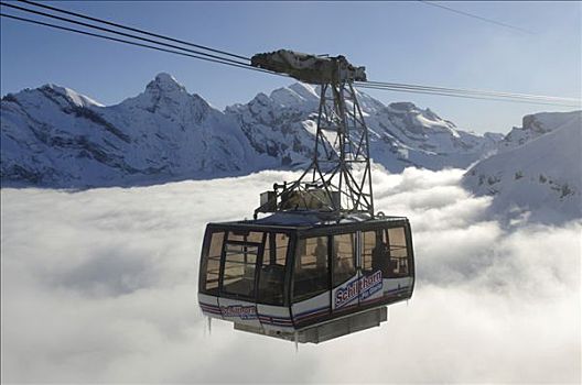 缆车,索道,伯尔尼阿尔卑斯山,瑞士,欧洲