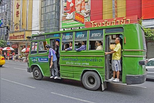 小,拥挤,巴士,唐人街,曼谷,泰国