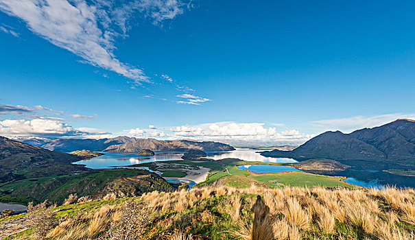 风景,瓦纳卡湖,山,岩石,顶峰,湾,奥塔哥,南部地区,新西兰,大洋洲
