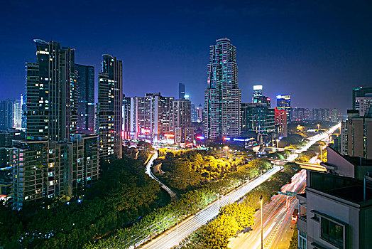 中国广东深圳福田都市中心区夜景