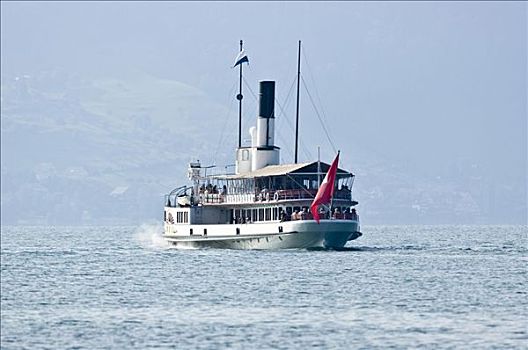 桨轮船,蒸汽船,湖,瑞士