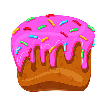 杯形蛋糕,粉色,浇料,小,彩色,五彩纸屑,隔绝,糖果,插画,黄色,绿色,红色,蓝色,侧面视角,设计,简单,卡通,风格,矢量,甜食,蛋糕