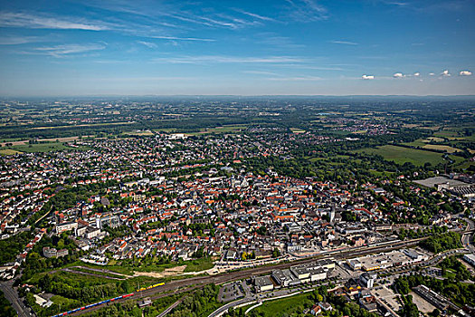 航拍,风景,城镇,北莱茵威斯特伐利亚,德国,欧洲