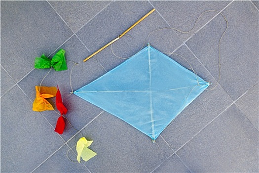 蓝色,孩子,风筝,传统,形状,地板