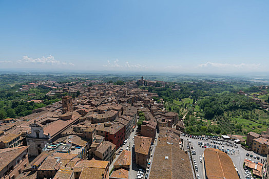 意大利托斯卡纳老城锡耶纳城市俯拍图和古老的城市建筑