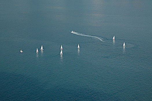香港海洋公园远眺浅水湾海湾比赛帆船
