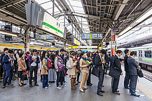 日本,本州,东京,新宿站,高峰时间,人群