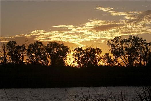 日落,深,水池,国家公园,区域,西澳大利亚