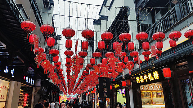 南京市夫子庙步行街红灯笼