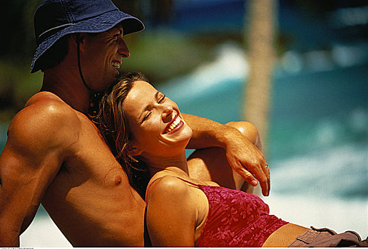 伴侣,放松,海滩,多米尼加共和国,加勒比海