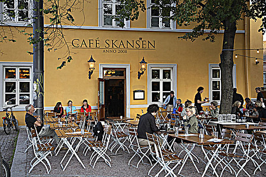 挪威,奥斯陆,街头咖啡馆,人
