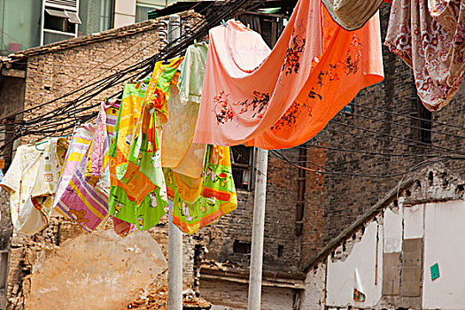 洗衣服,升起,小路,广州,中国