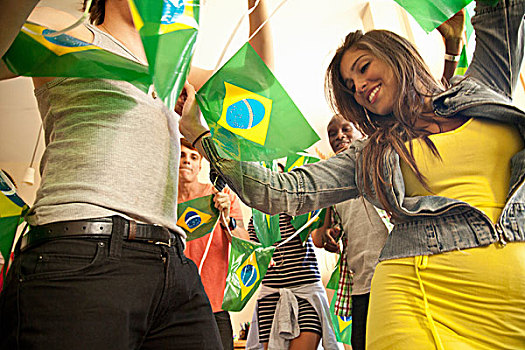 学生,庆贺,巴西人,旗帜