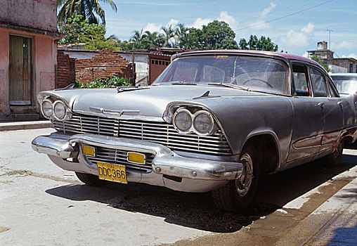 老爷车,停放,街道,哈瓦那,古巴