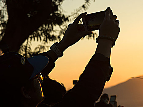 人,手,照相,智能手机,琅勃拉邦,老挝