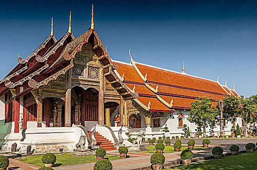 建筑,帕辛寺,复杂,清迈,泰国
