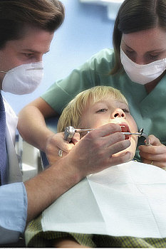 男孩,检查,牙医