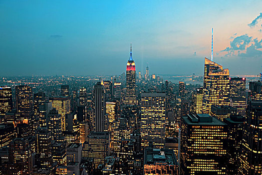 纽约,屋顶,风景,城市,建筑,日落