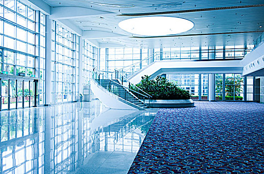现代建筑,大,商务,会议,中心,蓝色色调
