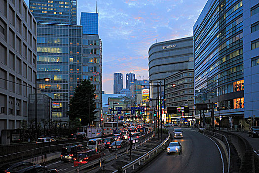 东京,政府,办公室,日落