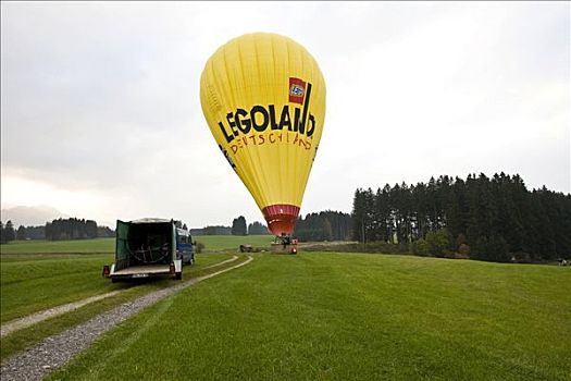 降落,热气球,室外,热气,德国