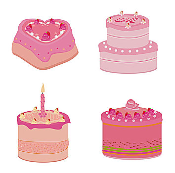 矢量,粉色,甜食,蛋糕