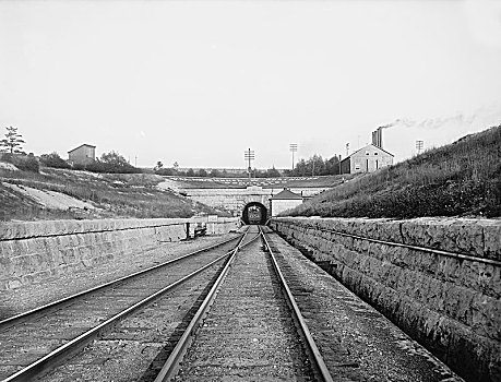 隧道,休伦港,密歇根,美国,底特律,铁路,轨道,运输,历史