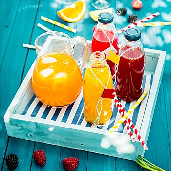 瓶子,鲜榨,橙色,浆果汁